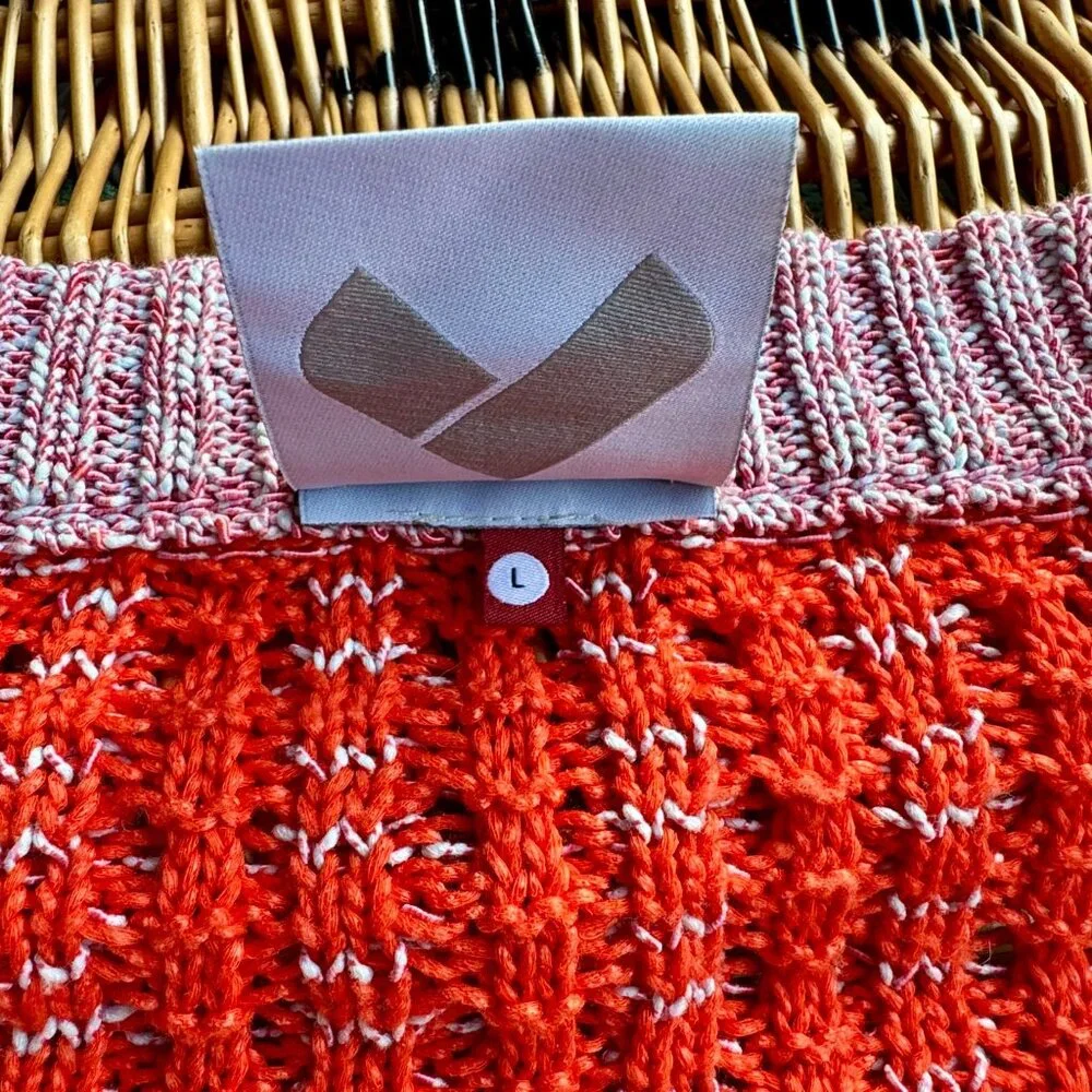 ANTHROPOLOGIE Happy Sheep Textured Cardigan Womens Large L Sweater Orange Red - Picture 8 of 14